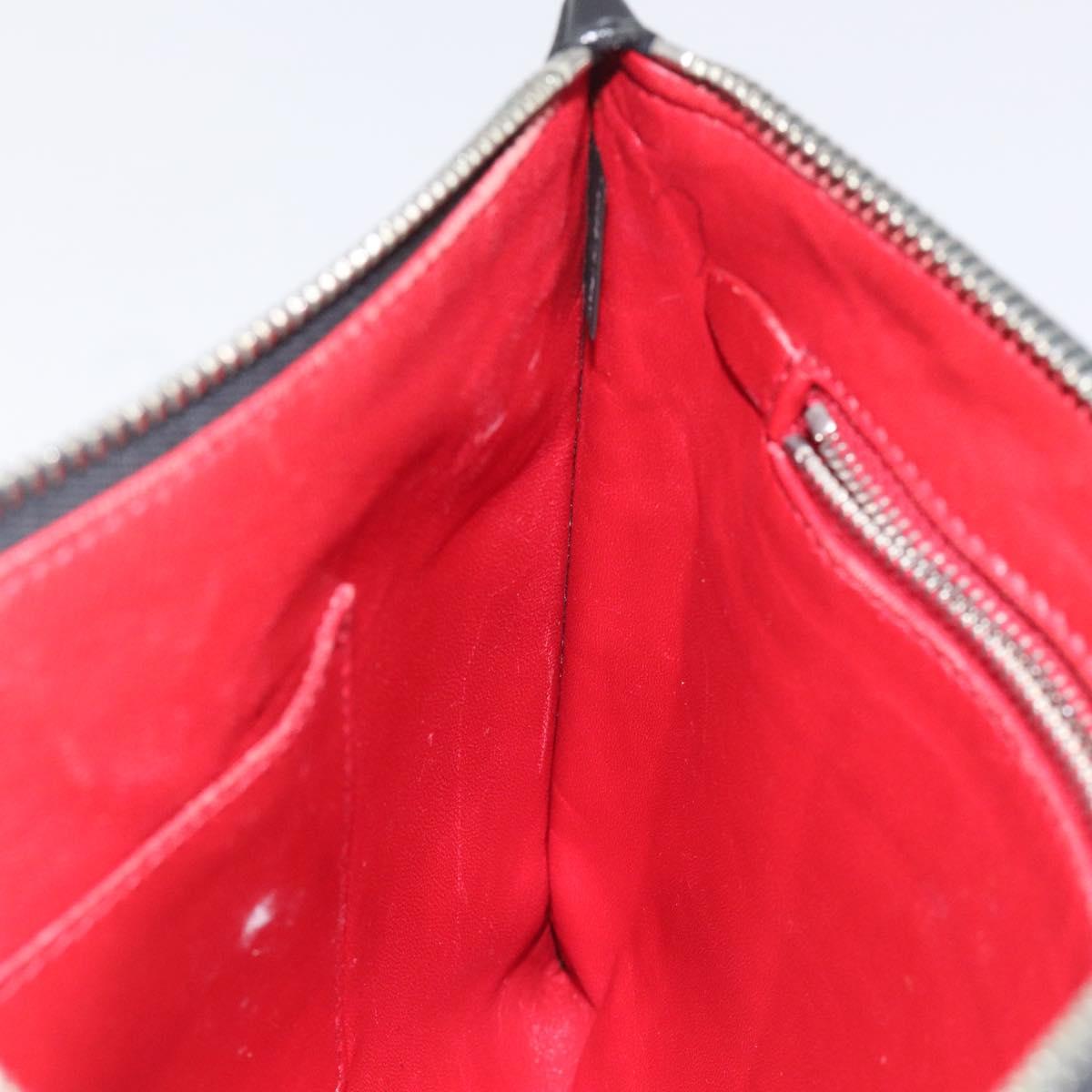 PRADA Clutch Bag Safiano Leather Black Silver Auth bs22233