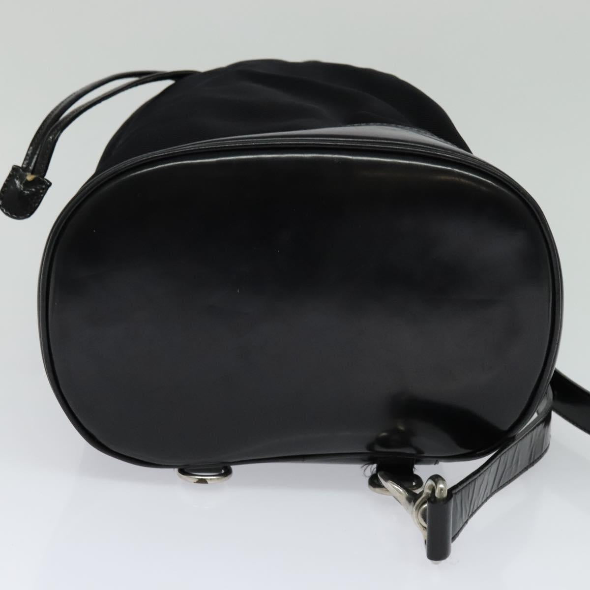 GUCCI Bamboo Body Bag Nylon Patent Leather Black Silver Auth bs22242