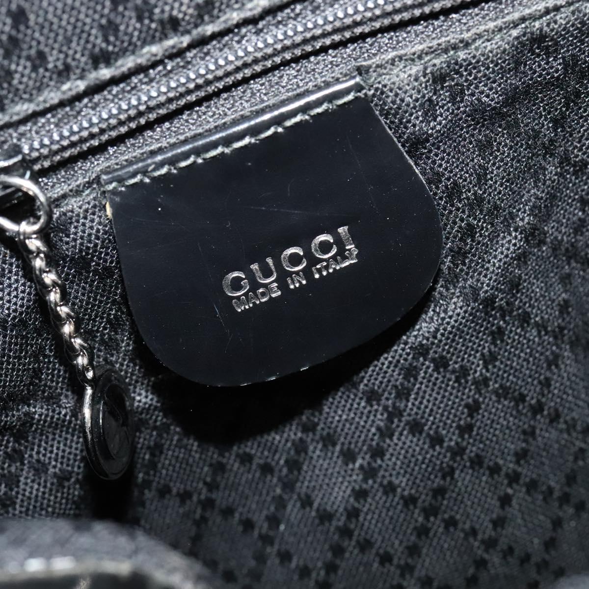 GUCCI Bamboo Body Bag Nylon Patent Leather Black Silver Auth bs22242
