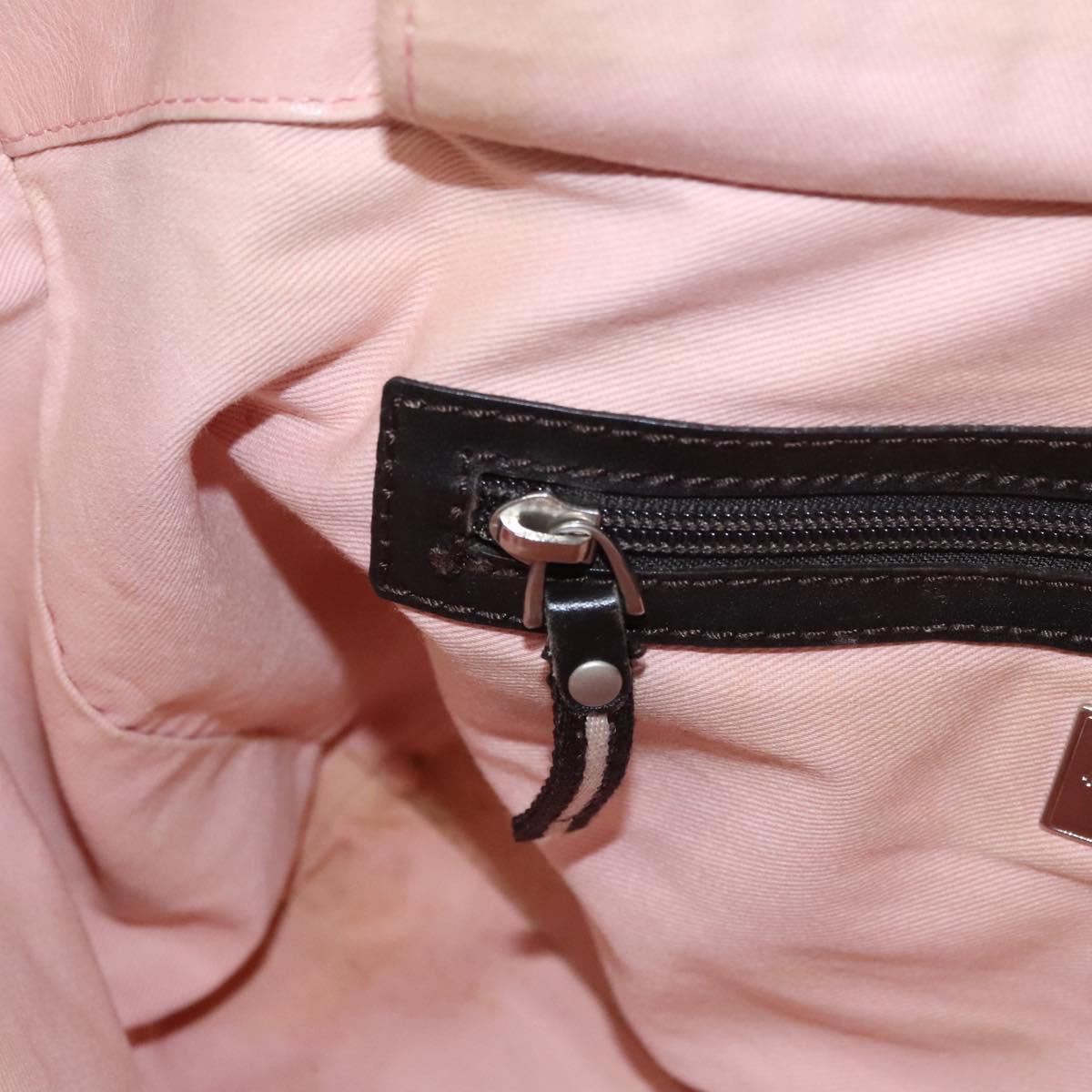BALLY Tote Bag Leather Pink Dark Brown Silver Auth bs22247