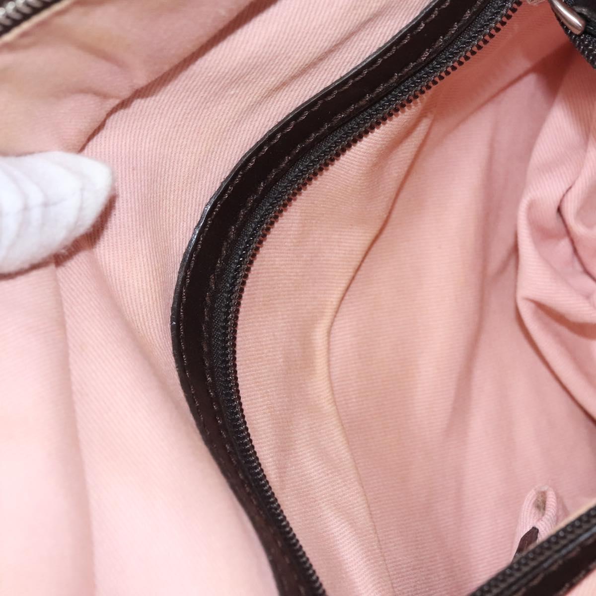 BALLY Tote Bag Leather Pink Dark Brown Silver Auth bs22247