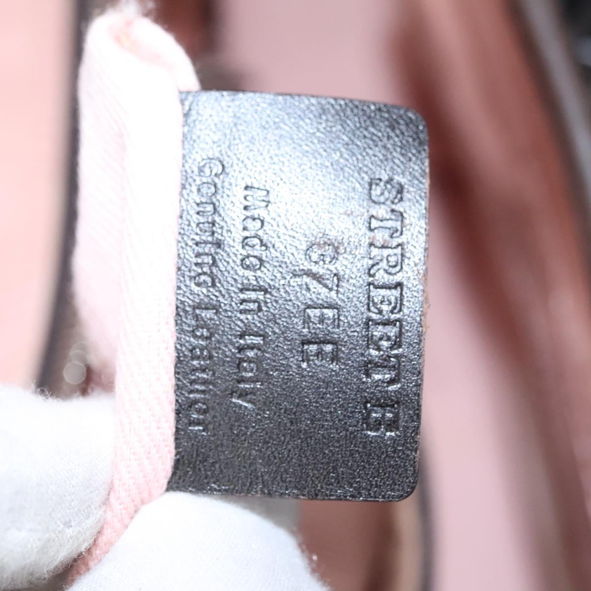 BALLY Tote Bag Leather Pink Dark Brown Silver Auth bs22247