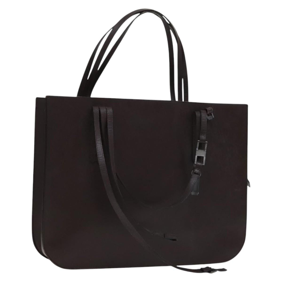 CHANEL Tote Bag Leather Brown Gold CC Auth bs22265