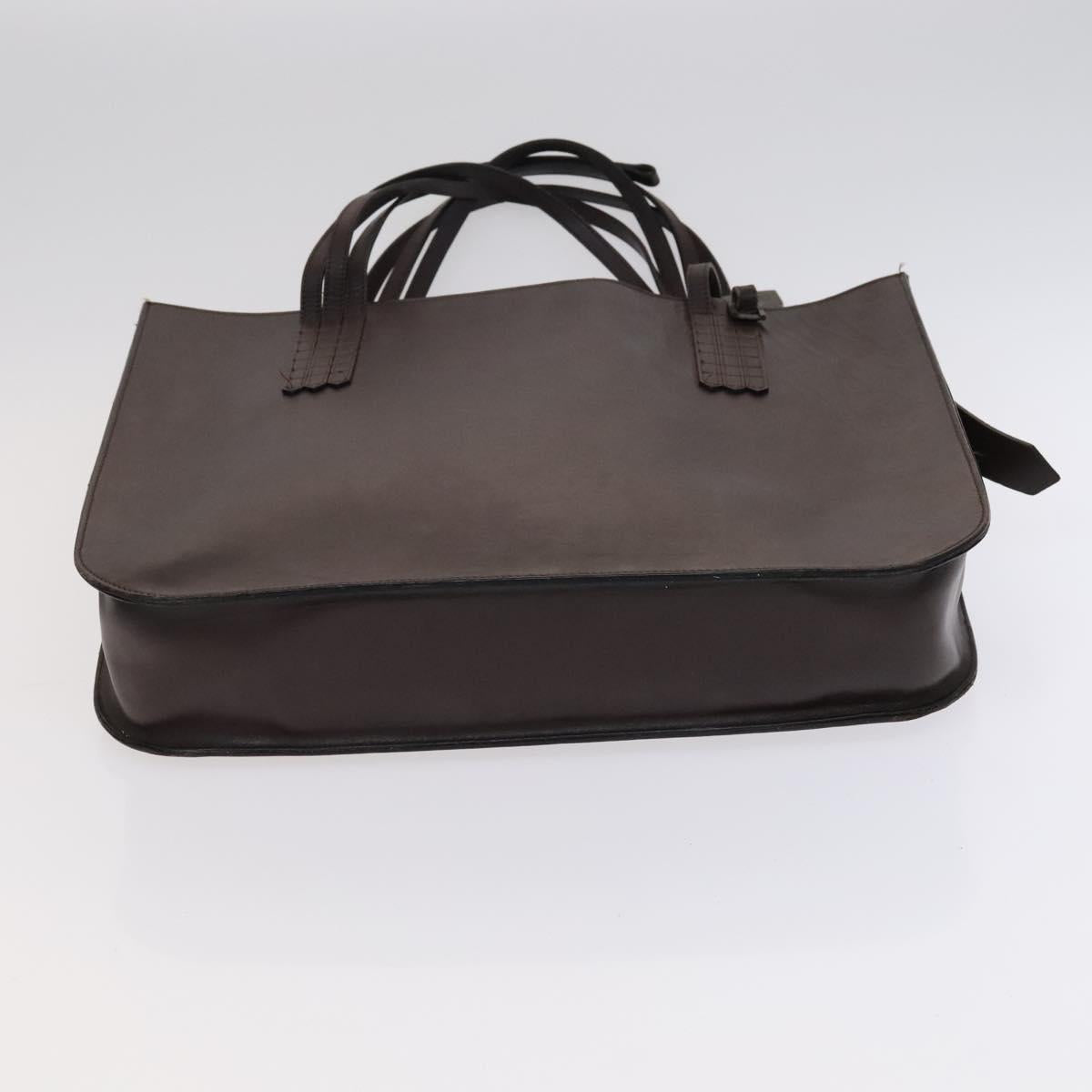 CHANEL Tote Bag Leather Brown Gold CC Auth bs22265