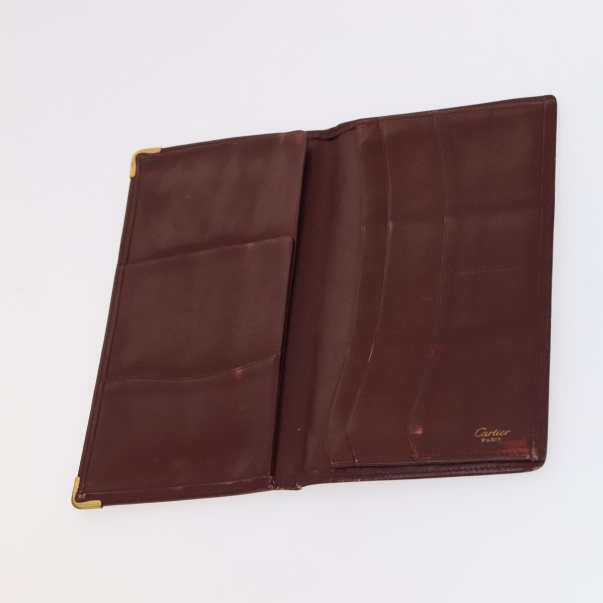 CARTIER Shoulder Bag Leather 3Set Red Auth bs22280