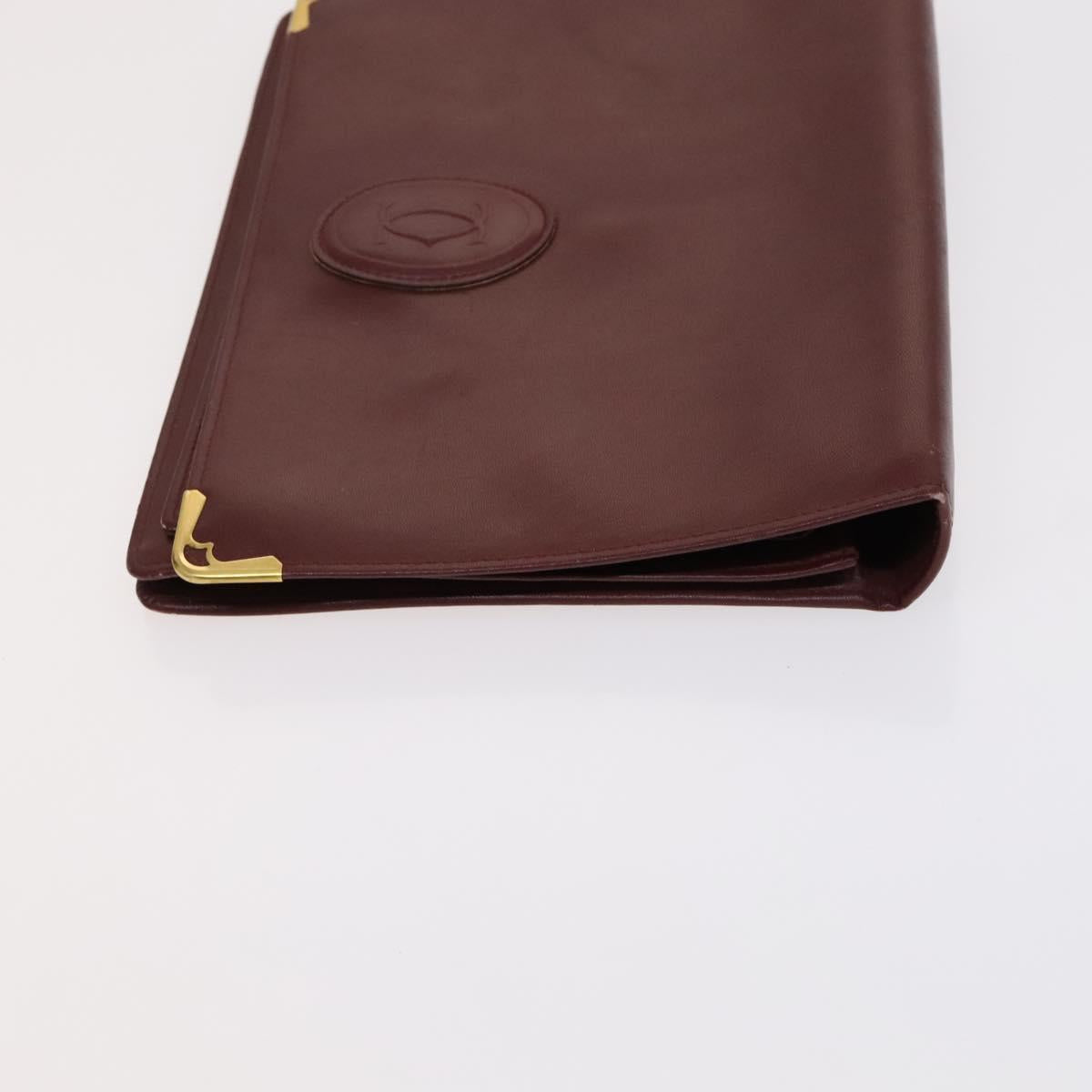 CARTIER Shoulder Bag Leather 3Set Red Auth bs22280