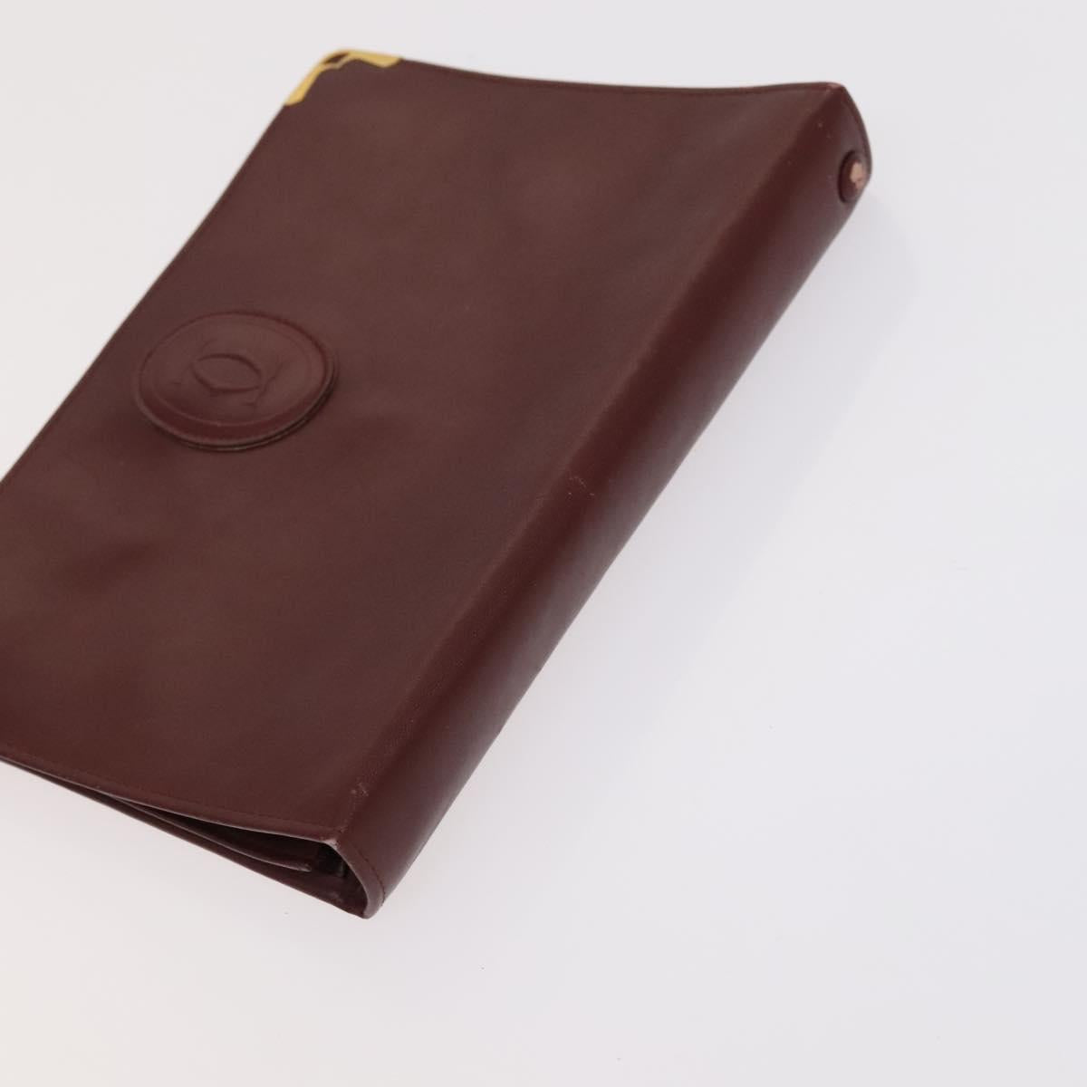 CARTIER Shoulder Bag Leather 3Set Red Auth bs22280