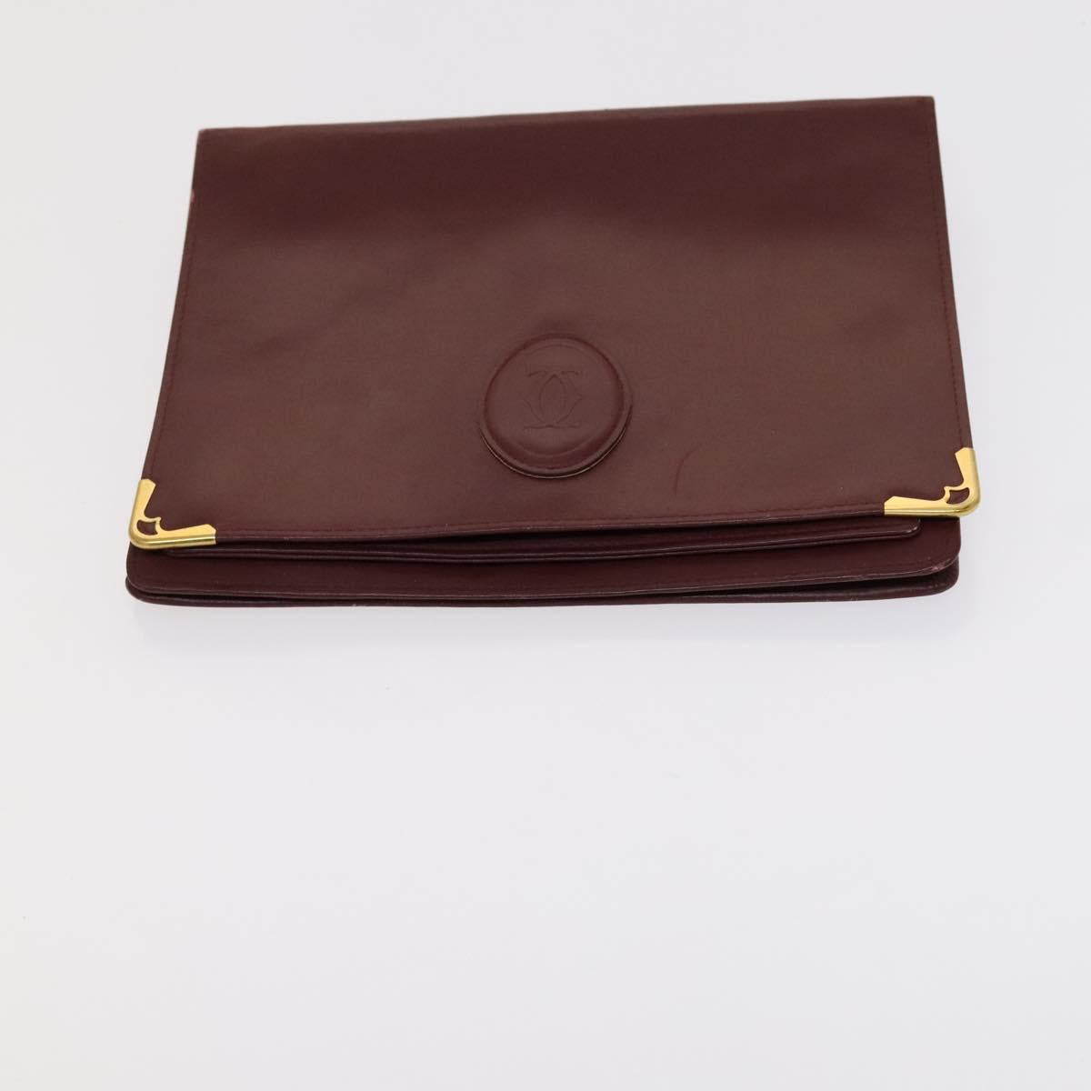 CARTIER Shoulder Bag Leather 3Set Red Auth bs22280