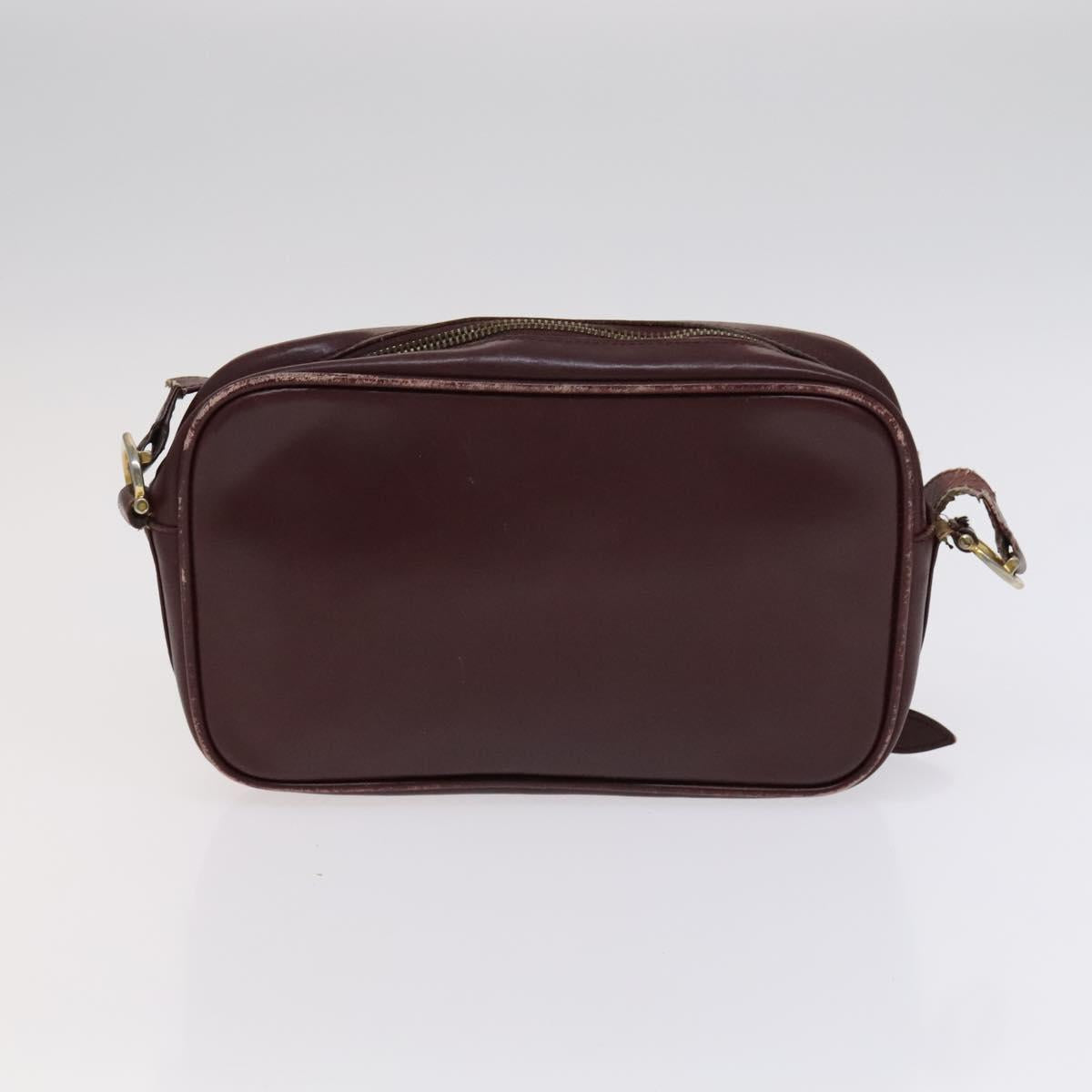 CARTIER Shoulder Bag Leather 3Set Red Auth bs22280