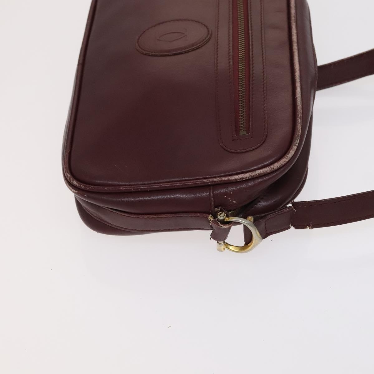 CARTIER Shoulder Bag Leather 3Set Red Auth bs22280