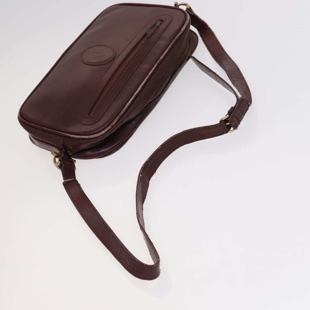 CARTIER Shoulder Bag Leather 3Set Red Auth bs22280