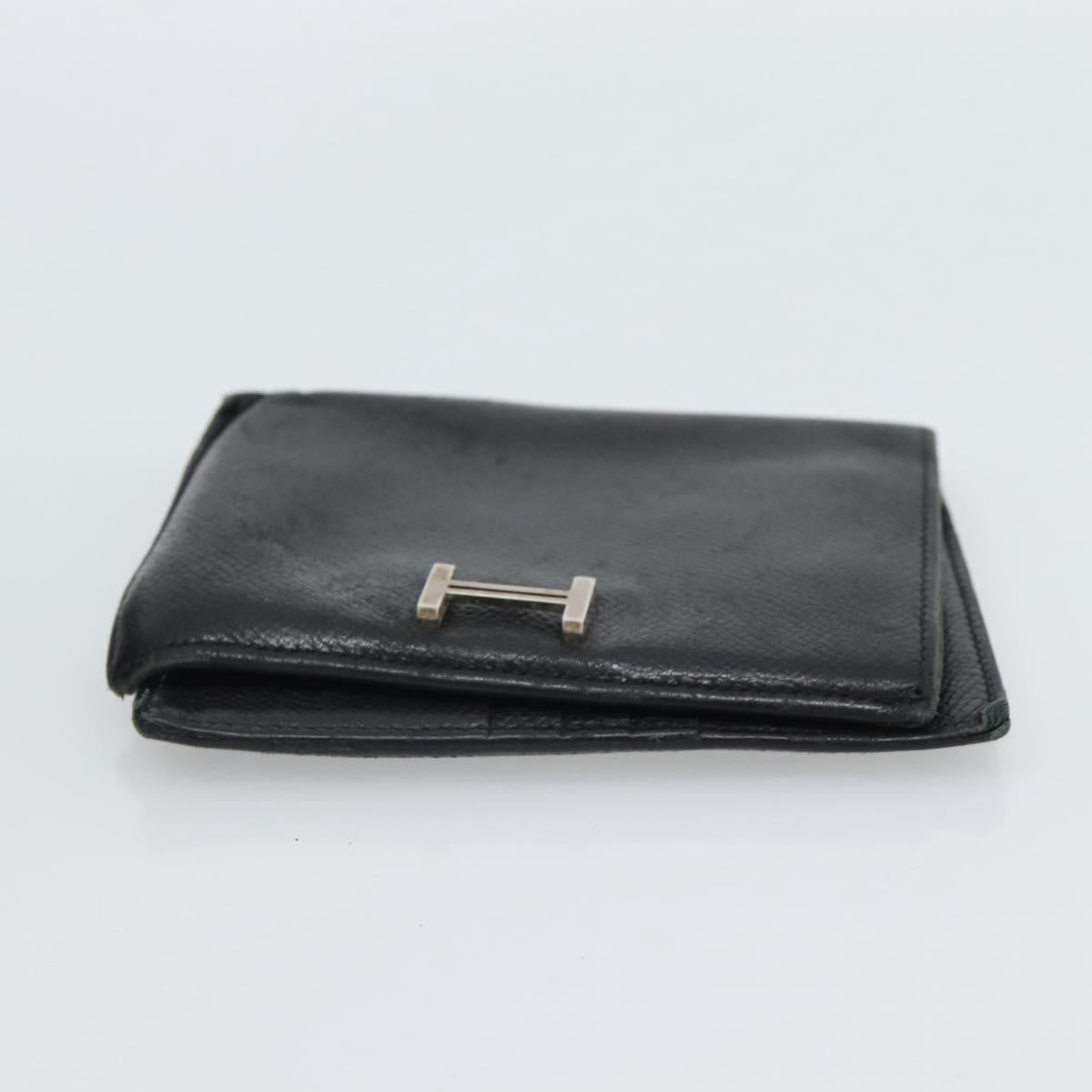 HERMES Wallet Shoulder Bag Canvas Leather 2Set Black Auth bs22282