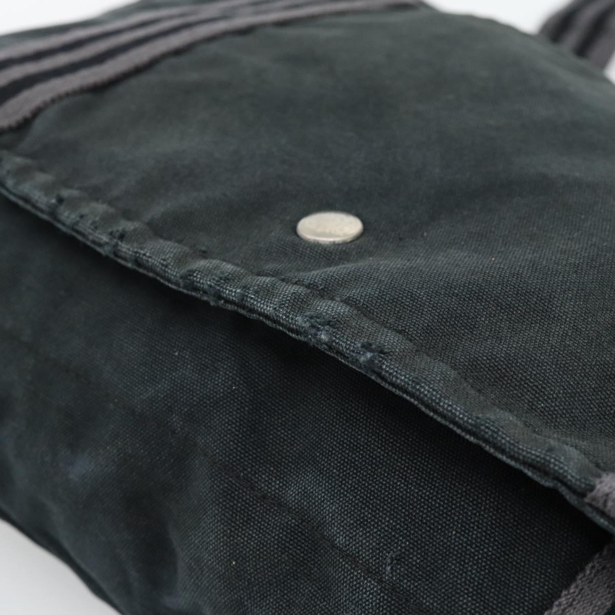 HERMES Wallet Shoulder Bag Canvas Leather 2Set Black Auth bs22282