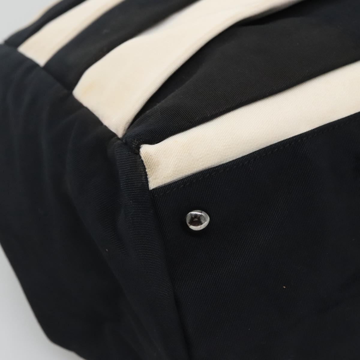 CHANEL Chain Tote Bag Canvas Navy White CC Auth bs22293