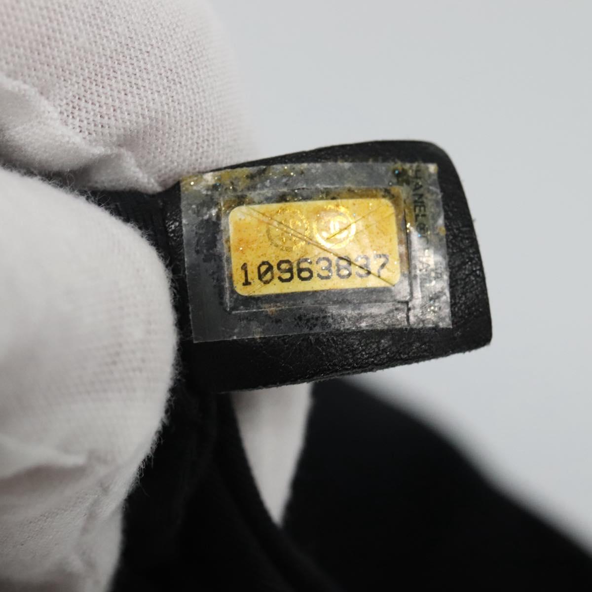 CHANEL Chain Tote Bag Canvas Navy White CC Auth bs22293