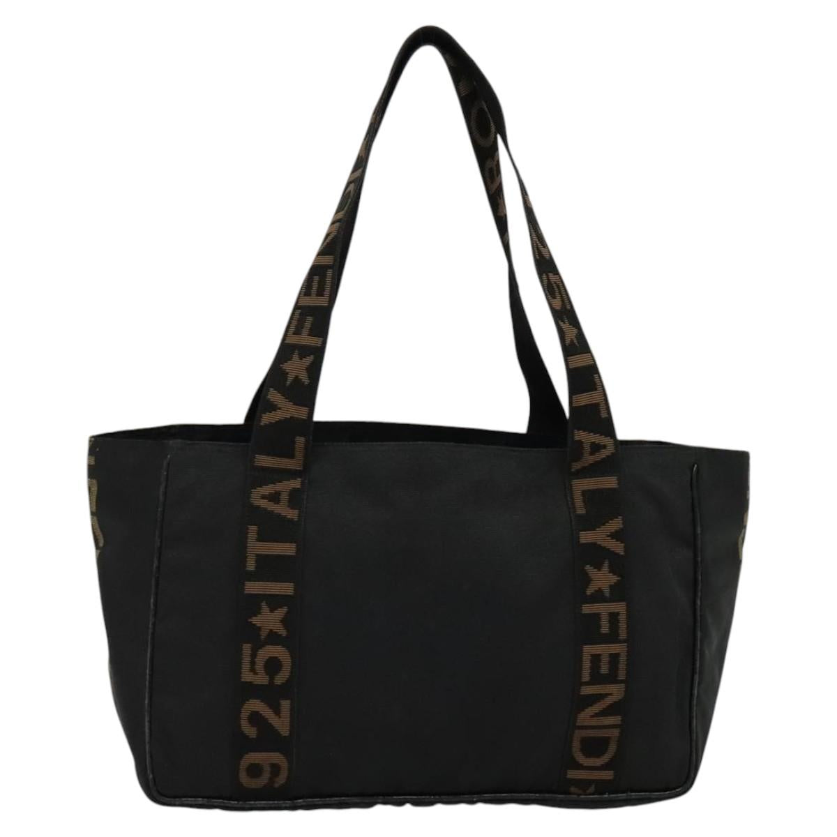 FENDI Tote Bag Canvas Black Auth bs22301