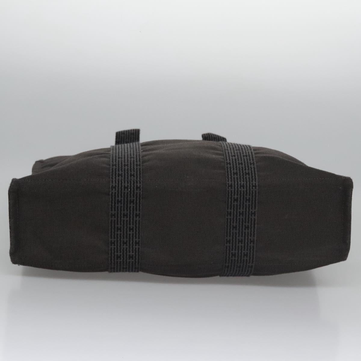 HERMES Her Line MM Tote Bag Canvas Gray Silver Auth bs22307