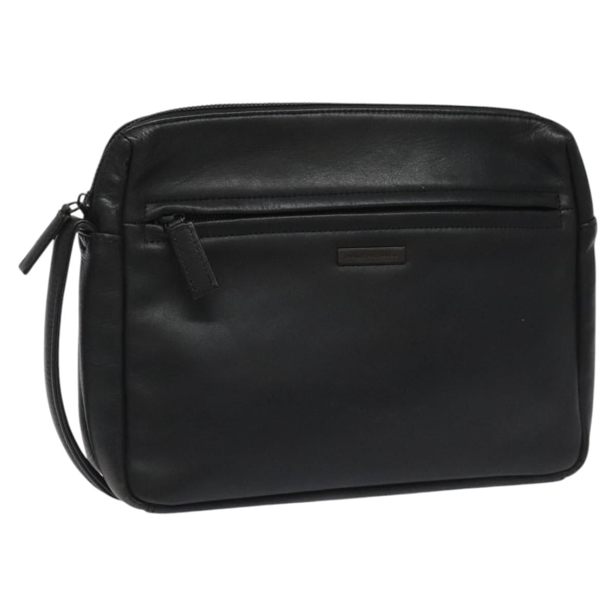 BALENCIAGA Clutch Bag Leather Black Auth bs22314