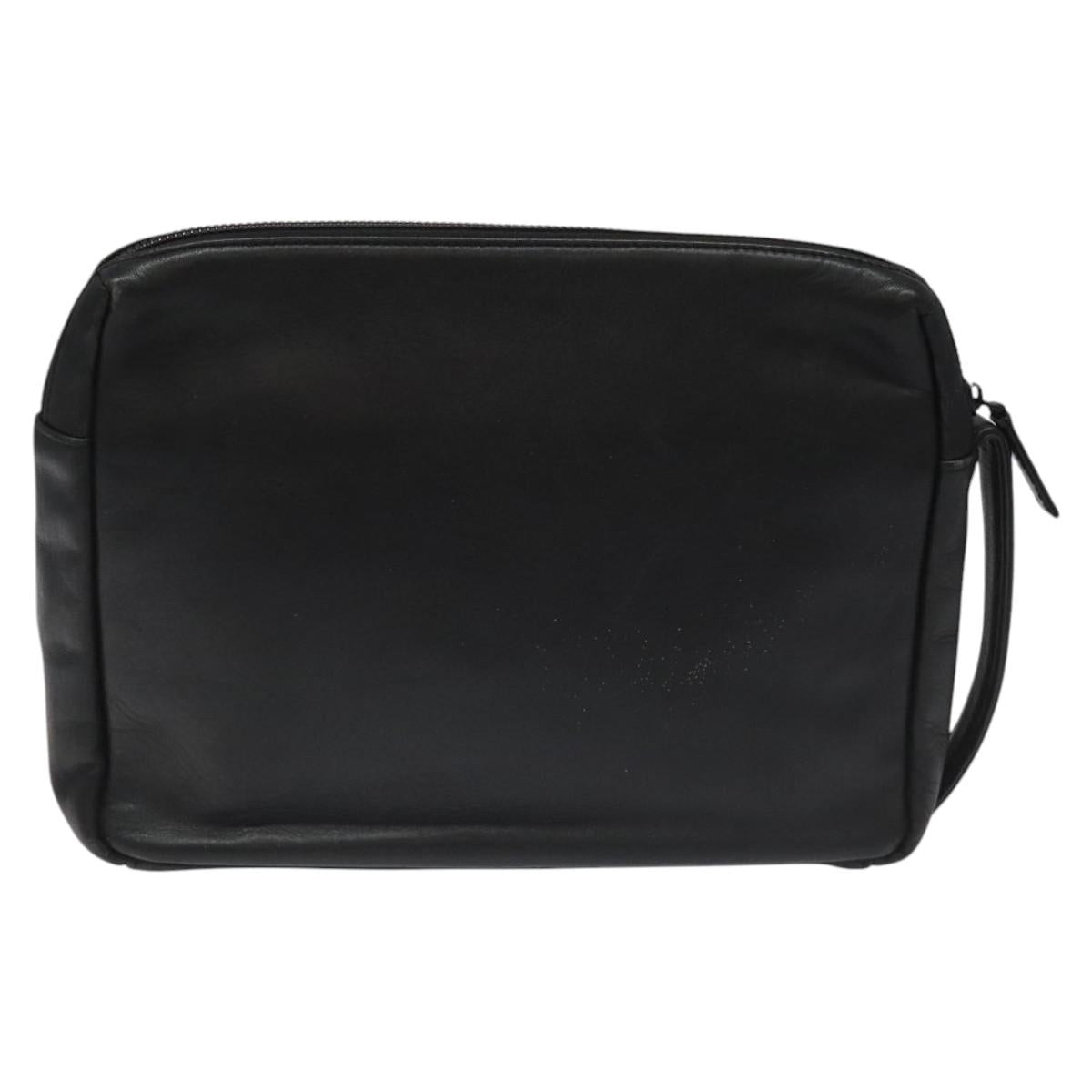 BALENCIAGA Clutch Bag Leather Black Auth bs22314