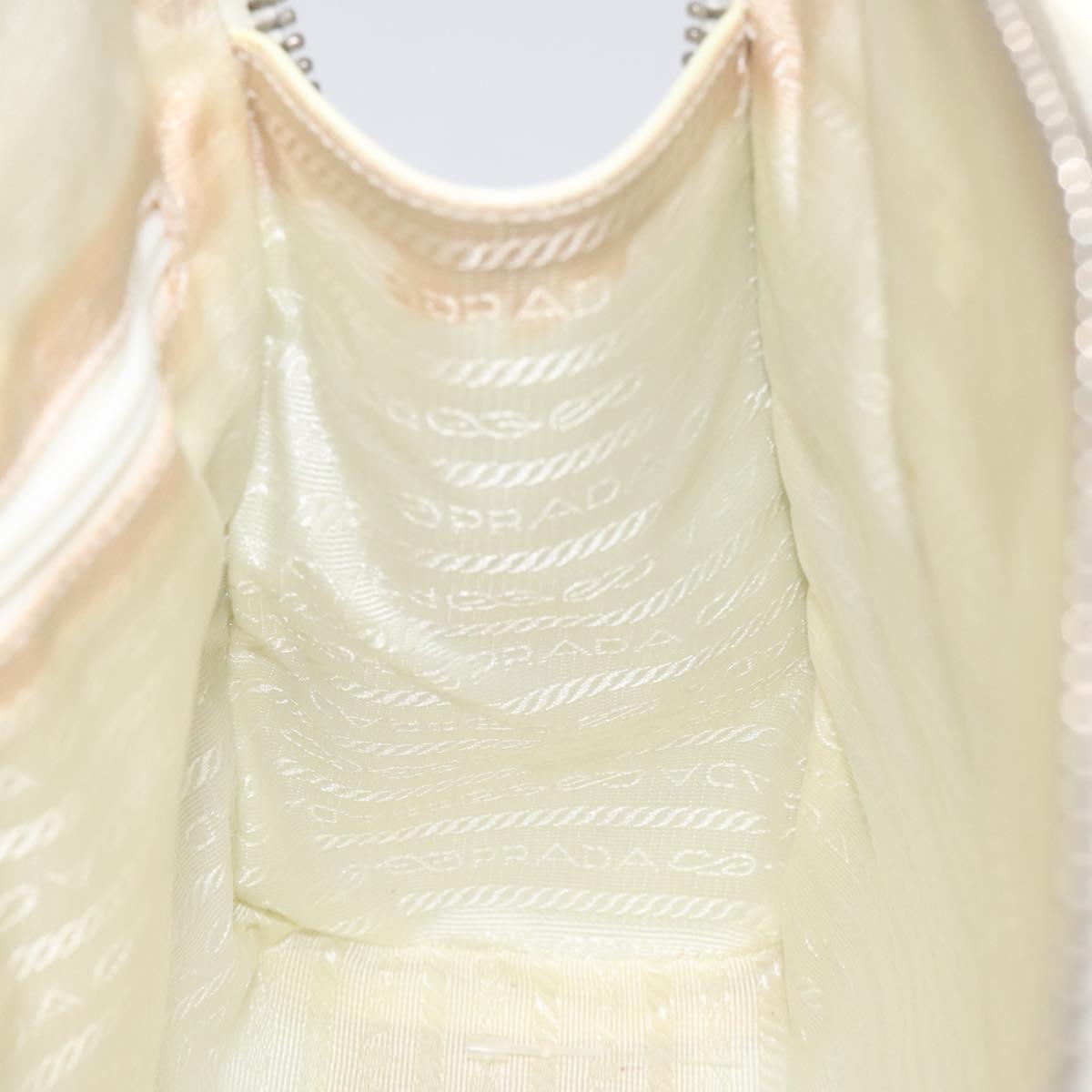 PRADA Hand Bag Patent leather White Auth bs22343