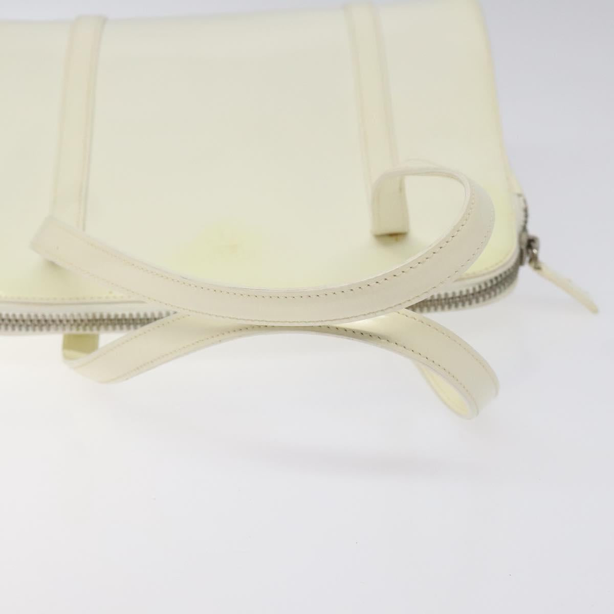 PRADA Hand Bag Patent leather White Auth bs22343