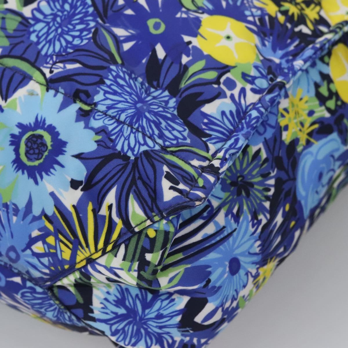 PRADA Flower Tote Bag Nylon Blue Auth bs22344