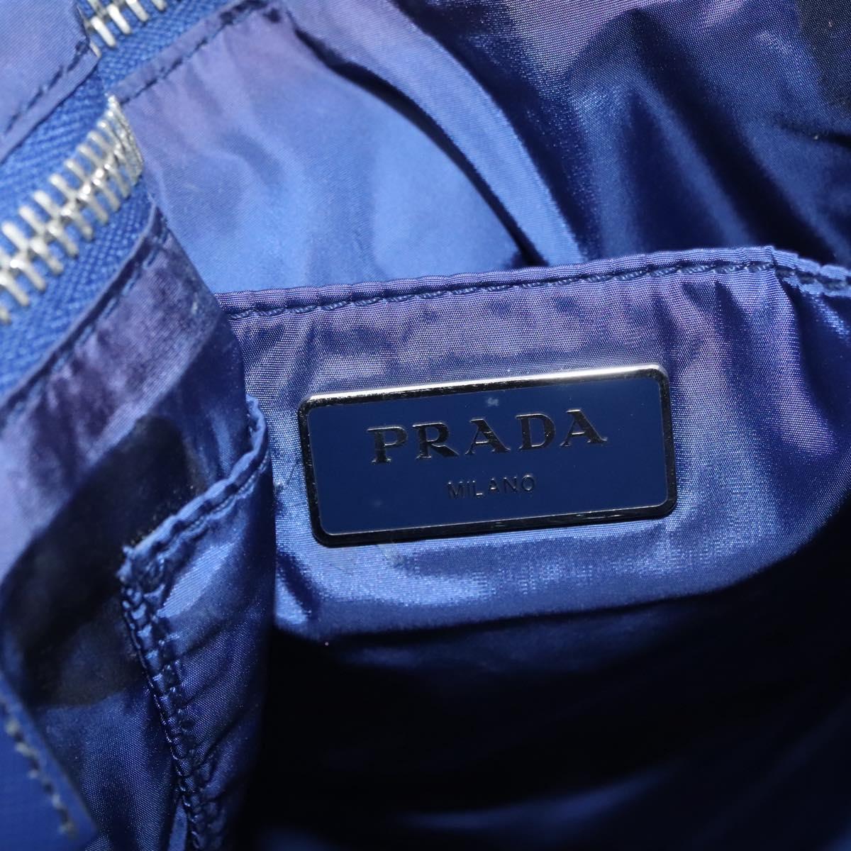 PRADA Flower Tote Bag Nylon Blue Auth bs22344