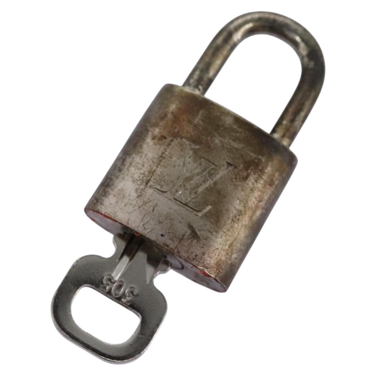 LOUIS VUITTON Padlock metal Silver LV Auth bs22362