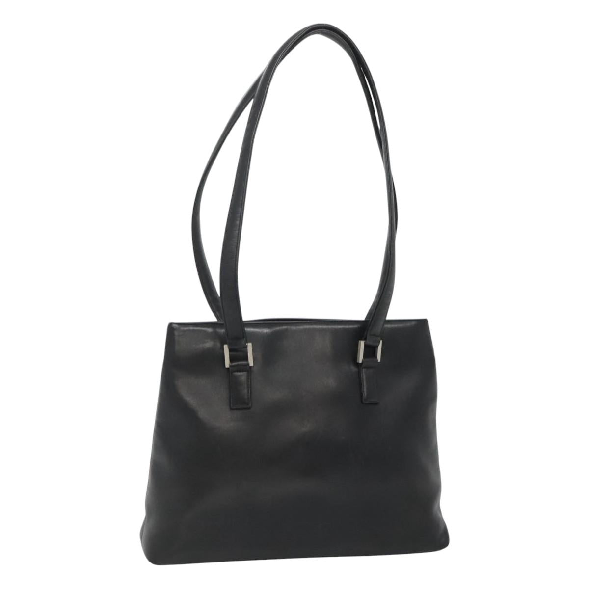 CHANEL Shoulder Bag Leather Black CC Auth bs22384