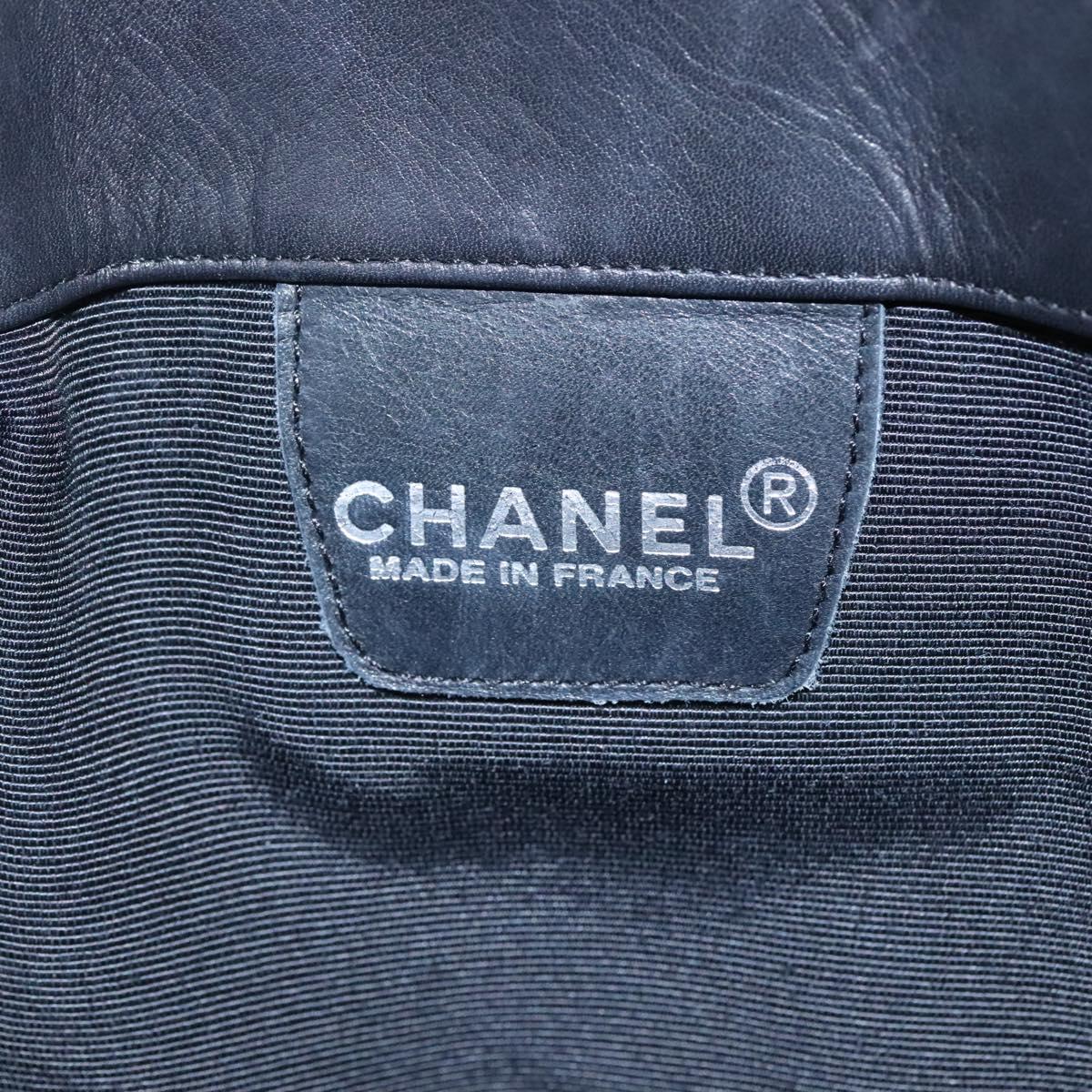 CHANEL Shoulder Bag Leather Black CC Auth bs22384