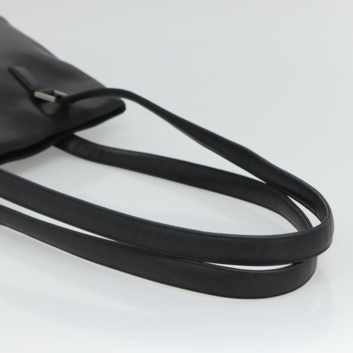 CHANEL Shoulder Bag Leather Black CC Auth bs22384