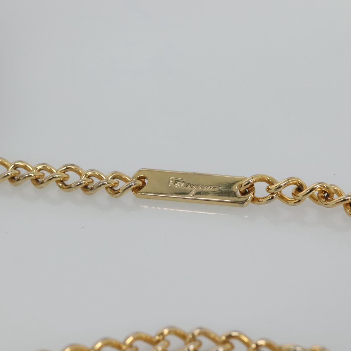 Salvatore Ferragamo Gancini Chain Shoulder Bag Leather Black Gold Auth bs22402