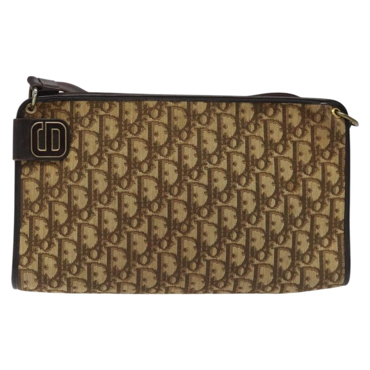 Christian Dior Trotter Canvas Shoulder Bag Brown Auth bs22437