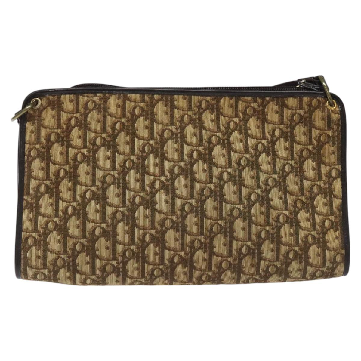 Christian Dior Trotter Canvas Shoulder Bag Brown Auth bs22437