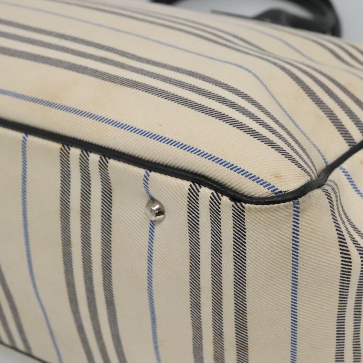 BURBERRY Tote Bag Canvas White Auth bs22443