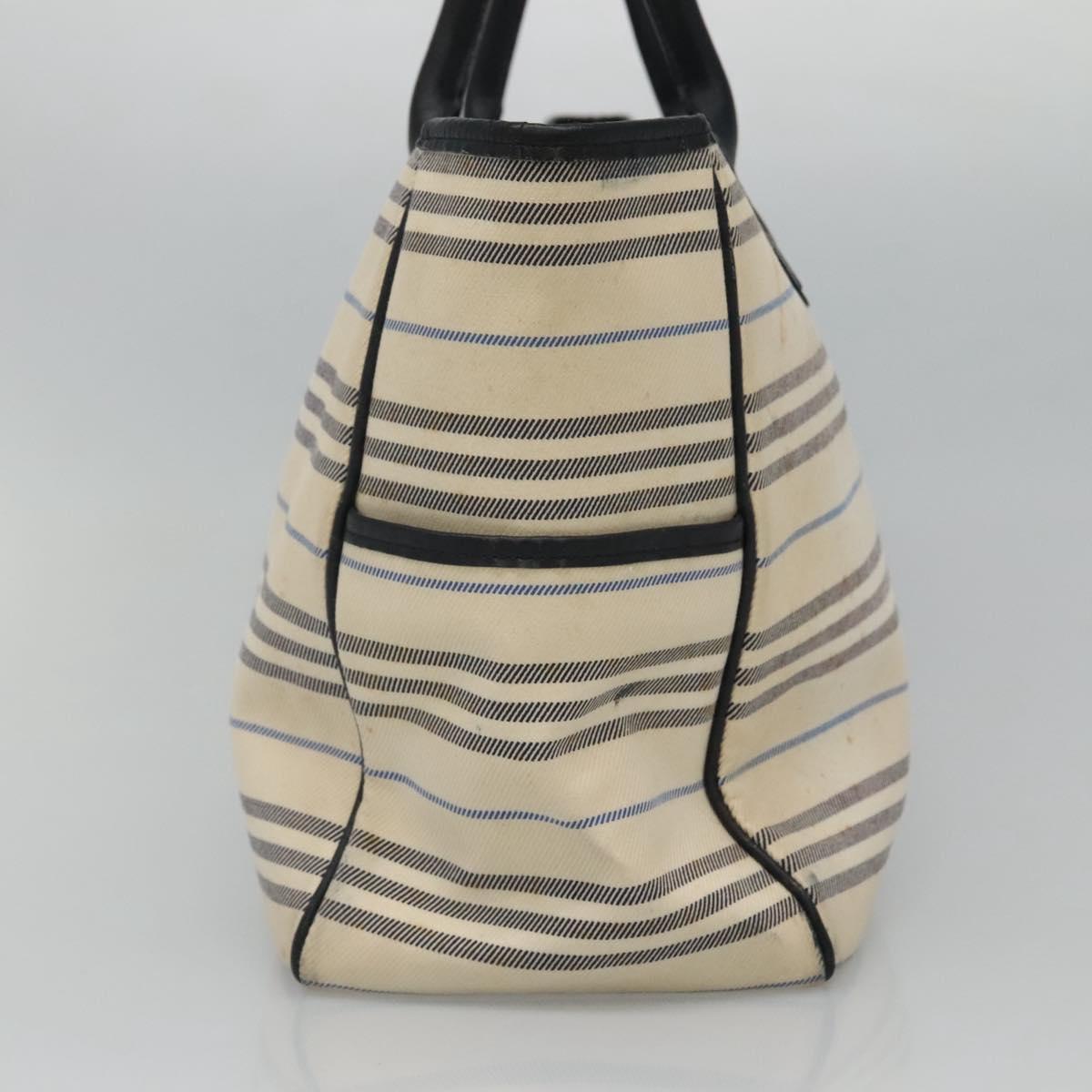 BURBERRY Tote Bag Canvas White Auth bs22443