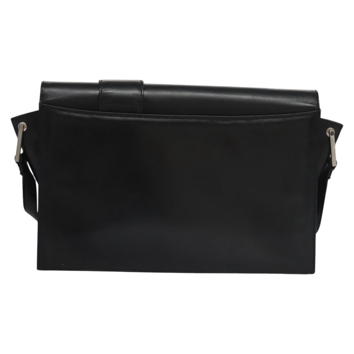 VERSACE Shoulder Bag Leather Black Auth bs22448