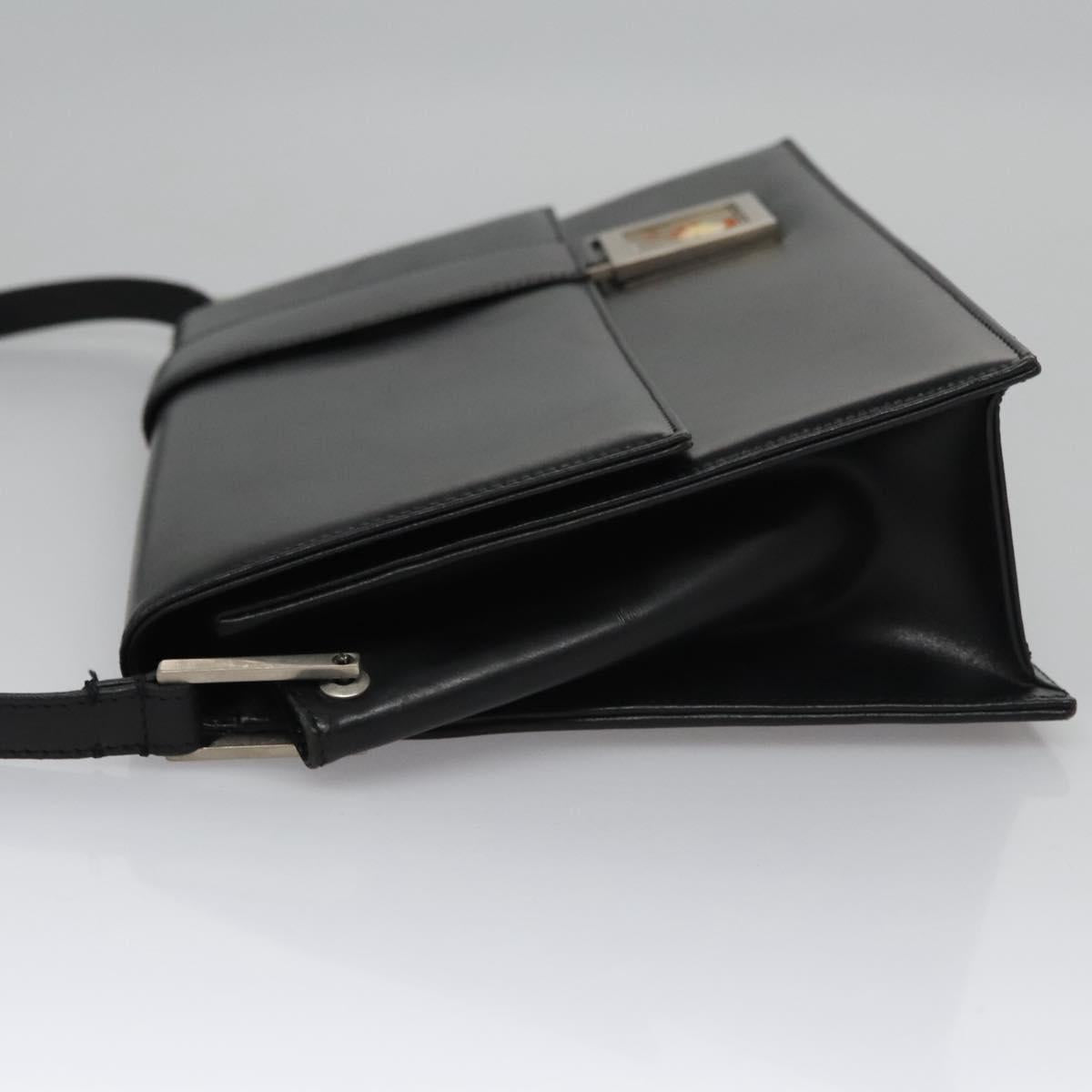 VERSACE Shoulder Bag Leather Black Auth bs22448