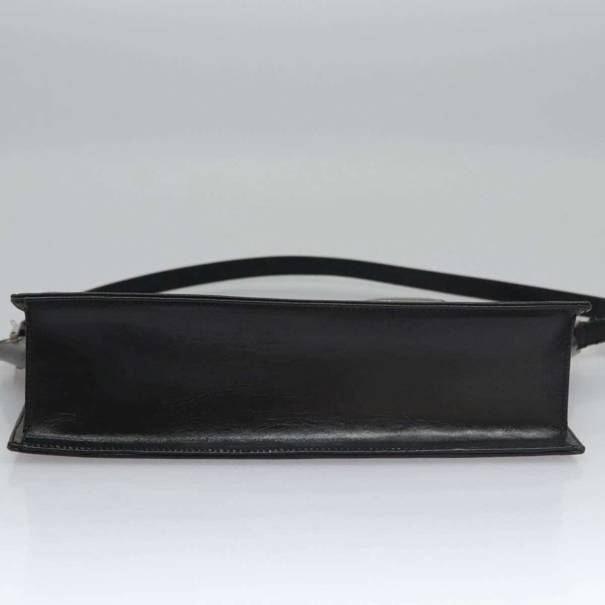 VERSACE Shoulder Bag Leather Black Auth bs22448