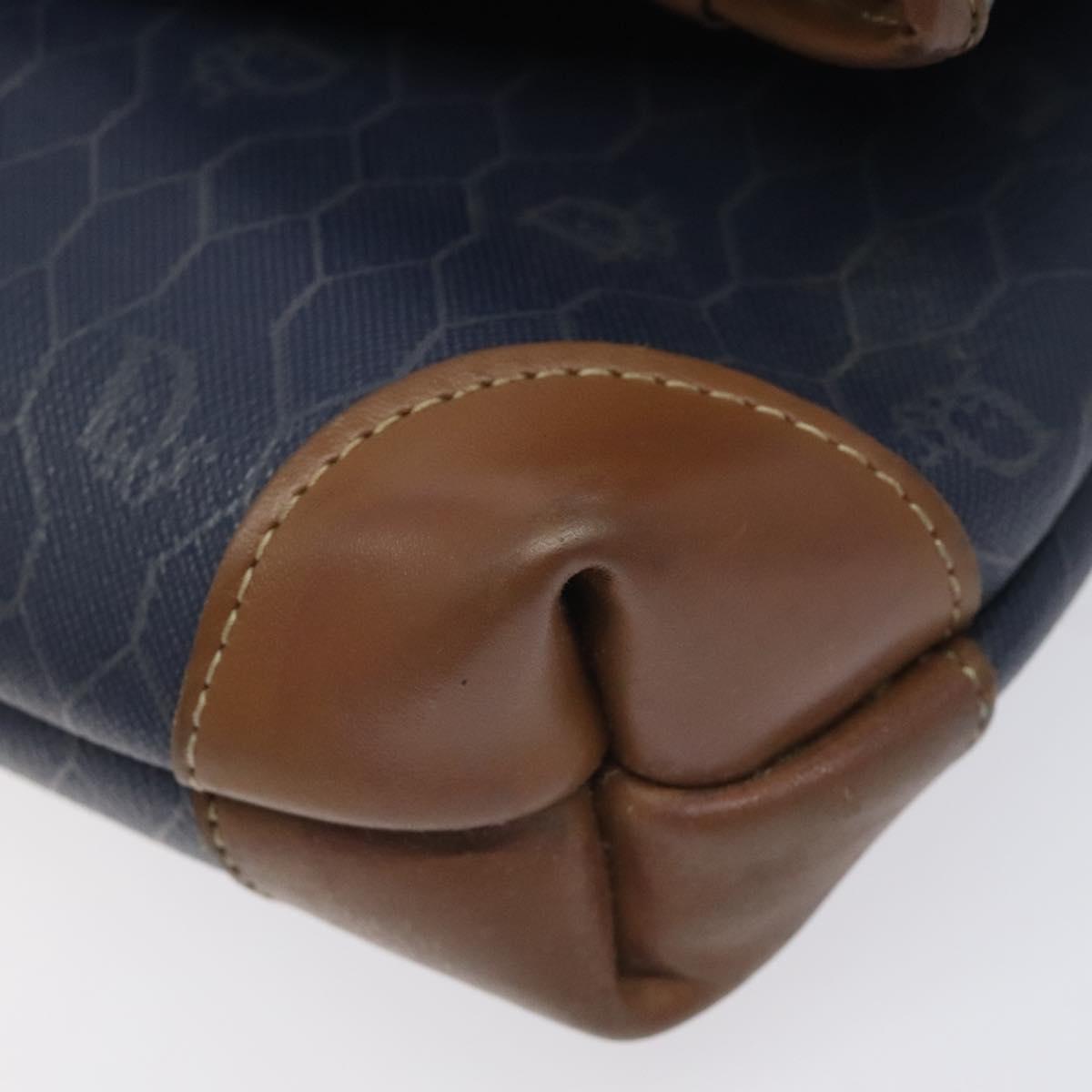 Christian Dior Honeycomb Canvas Clutch Bag PVC Leather Navy Auth bs22450