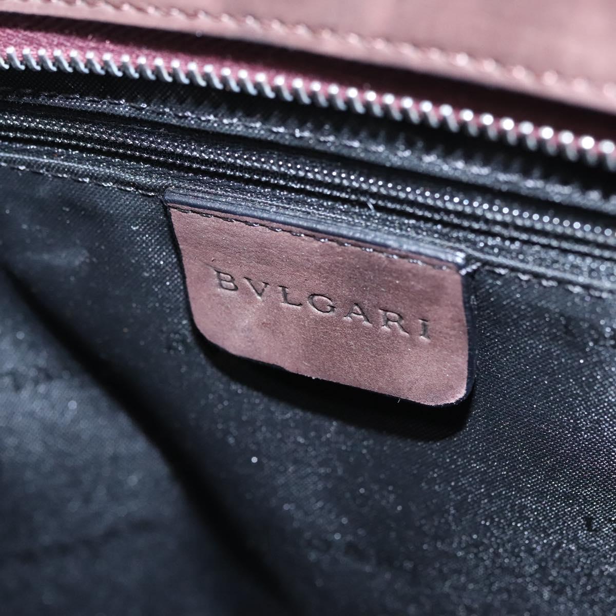 BVLGARI Hand Bag Suede 2way Brown Silver Auth bs22466