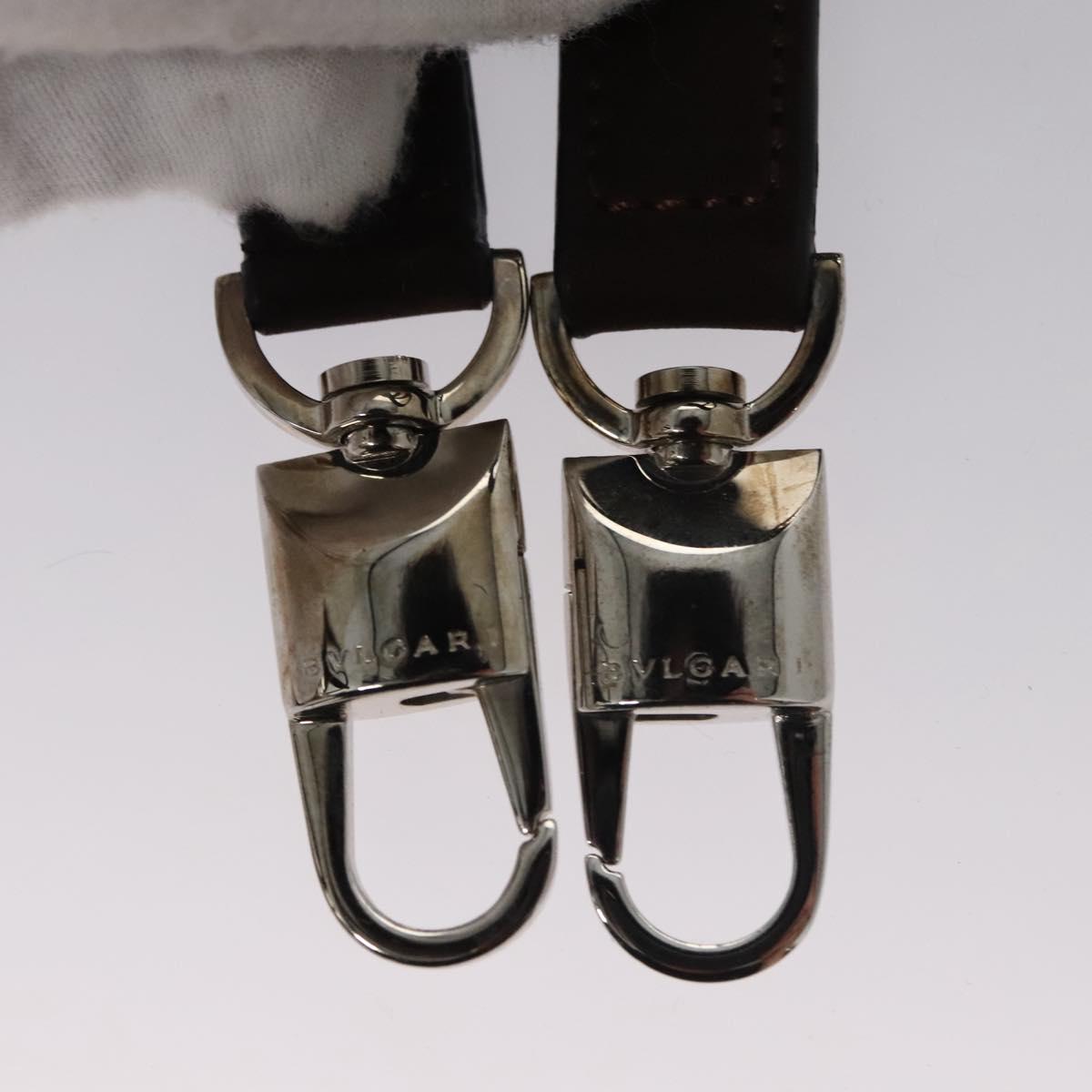 BVLGARI Hand Bag Suede 2way Brown Silver Auth bs22466