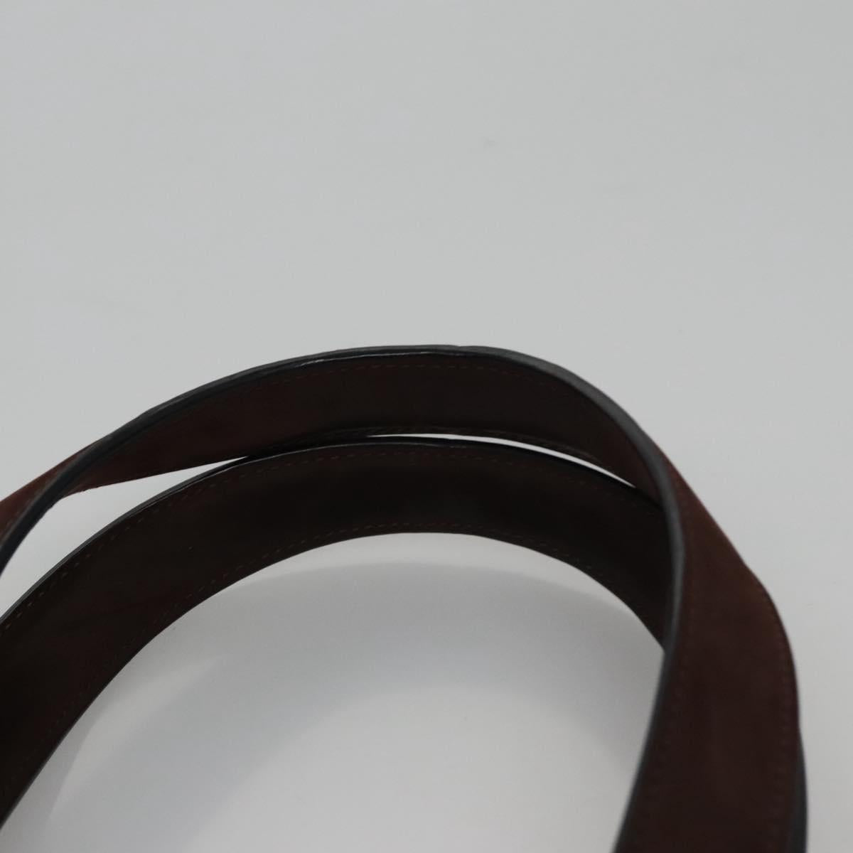 BVLGARI Hand Bag Suede 2way Brown Silver Auth bs22466