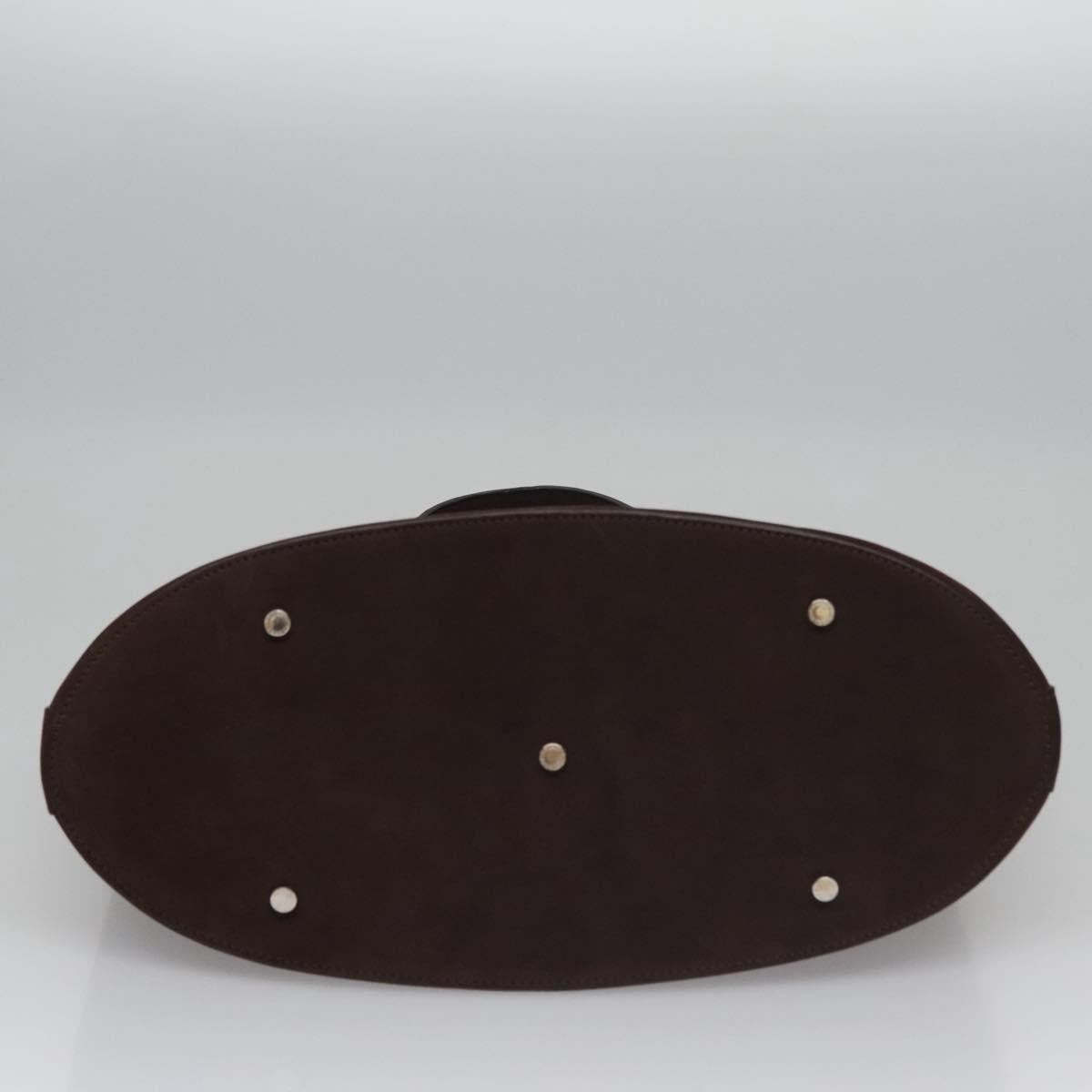 BVLGARI Hand Bag Suede 2way Brown Silver Auth bs22466