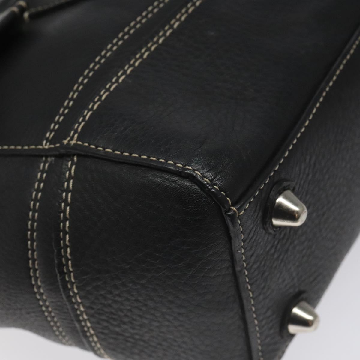 Coach Hand Bag Leather Black Auth bs22477