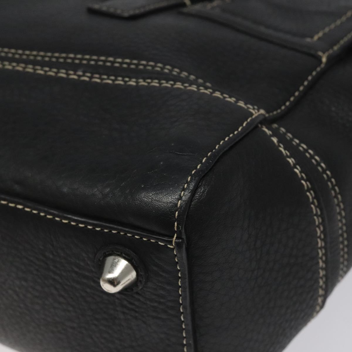 Coach Hand Bag Leather Black Auth bs22477