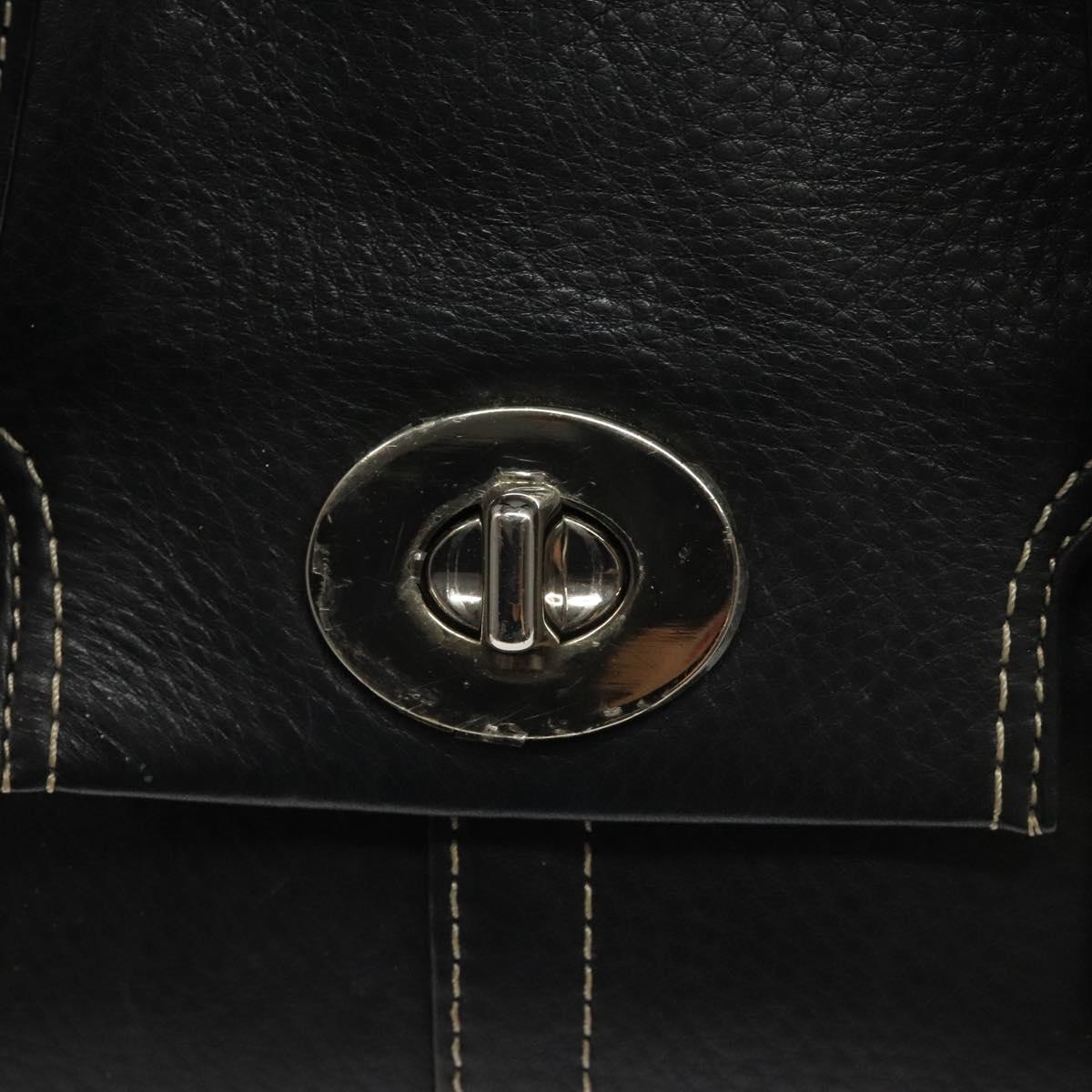 Coach Hand Bag Leather Black Auth bs22477