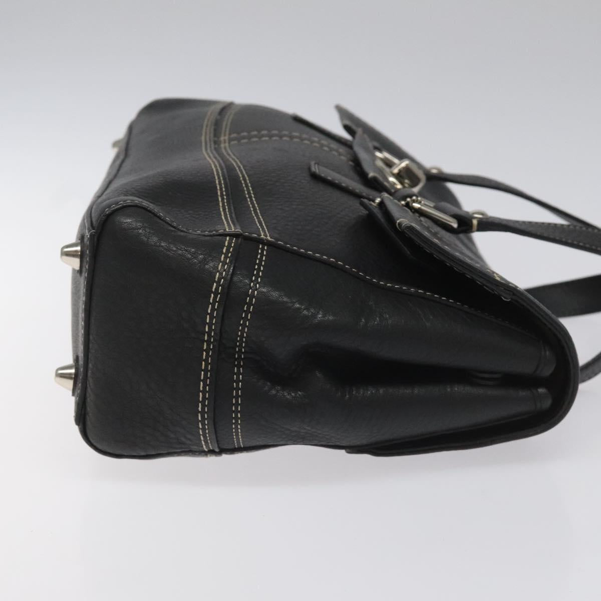 Coach Hand Bag Leather Black Auth bs22477