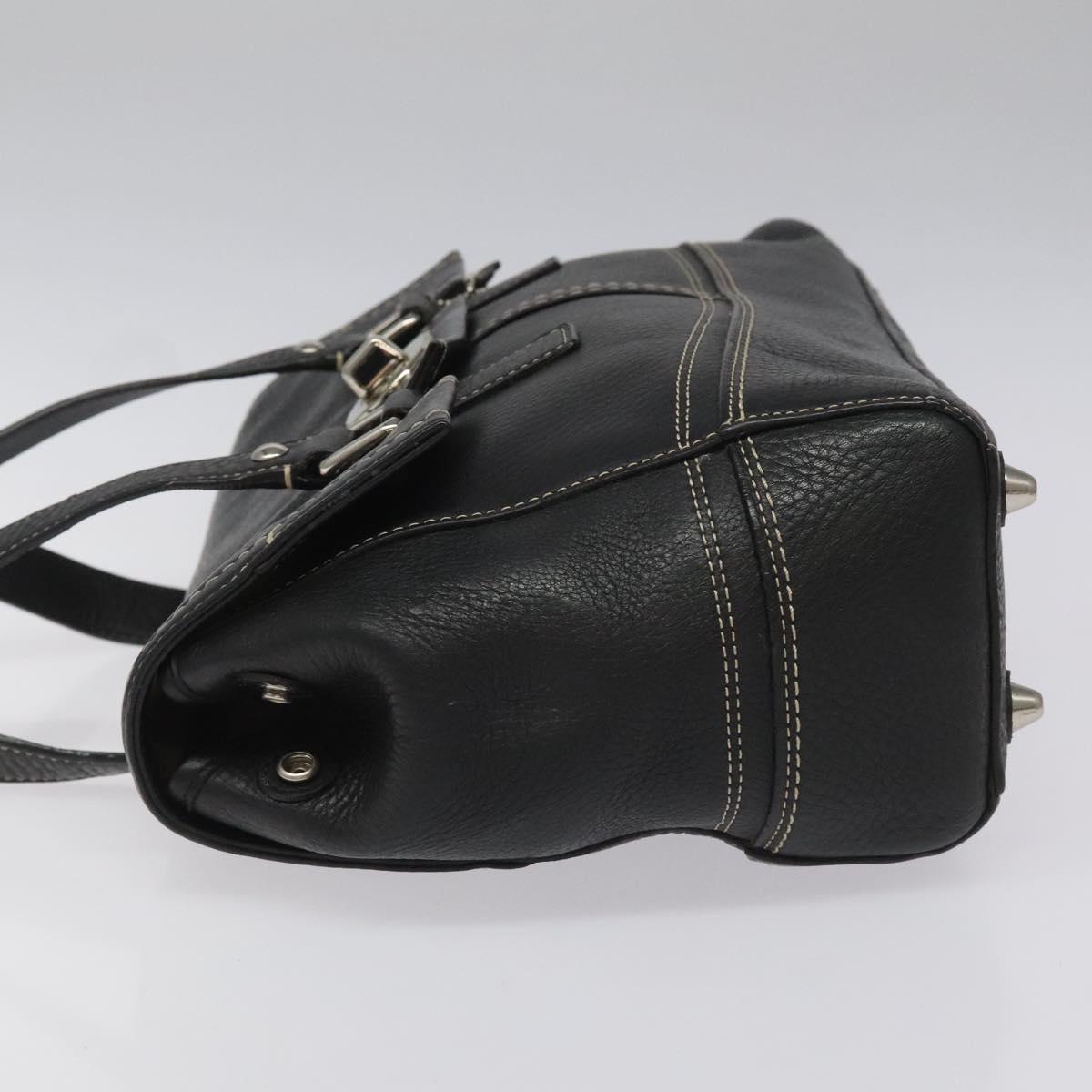 Coach Hand Bag Leather Black Auth bs22477