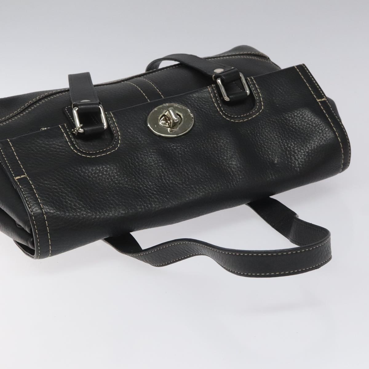 Coach Hand Bag Leather Black Auth bs22477
